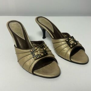 Exsbut European Leather Heels Gold Size 35